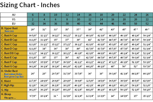Ladies Zip It Good Rashie size charet inches