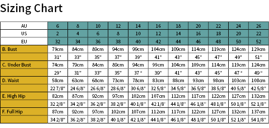 Ladies Norma Jean Shorties Size Chart